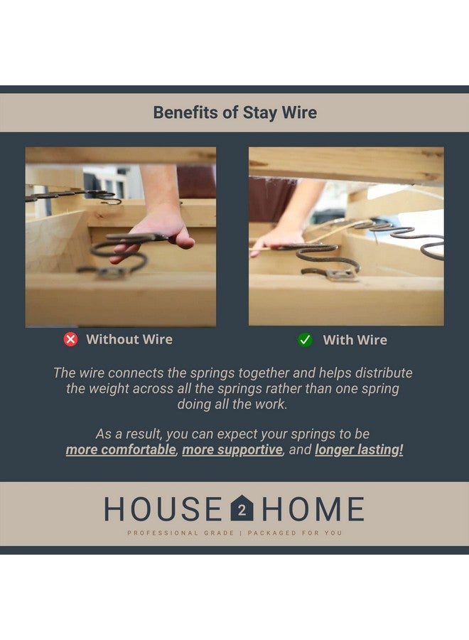 House2Home طقم إصلاح النوابض للكنبة 27" من هاوس2هوم لإصلاح دعم الأريكة للوسائد المتدلية - يتضمن 4 قطع من النوابض، مشابك النوابض، سلك دعم النوابض، براغي، وتعليمات التركيب - Image 3