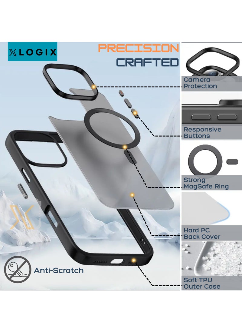 XLOGIX - XLogix FrostX for iPhone 16 Pro Max Case, Frosted Black - Slim Protective Cover with MagSafe Compatibility | Shockproof & Scratch-Resistant Design, FrostX Series - Image 1