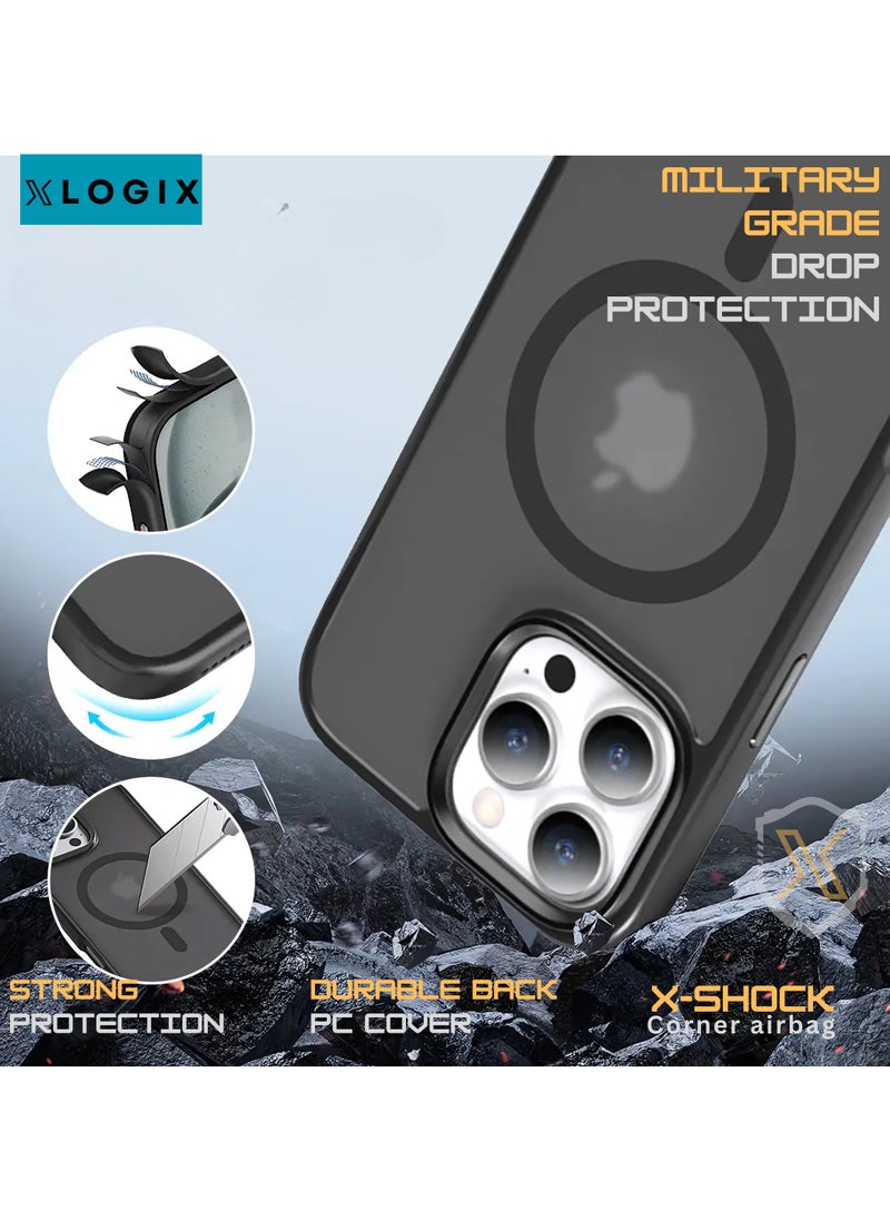 XLOGIX - XLogix FrostX for iPhone 16 Pro Max Case, Frosted Black - Slim Protective Cover with MagSafe Compatibility | Shockproof & Scratch-Resistant Design, FrostX Series - Image 1
