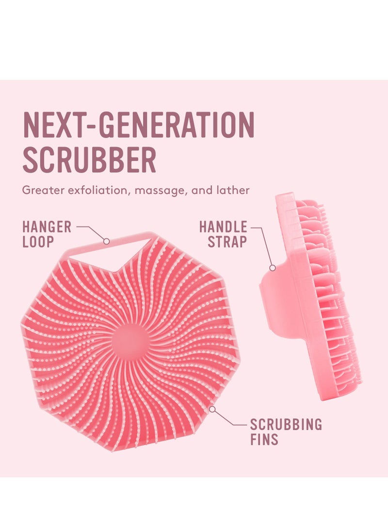 Antimicrobial Silicone Body Scrubber for Sensitive Skin, Eco-Friendly, Lathers Well, and Charcoal-Infused for a Deep Clean,Get Softer, Healthier Skin (Pink)  - Image 1