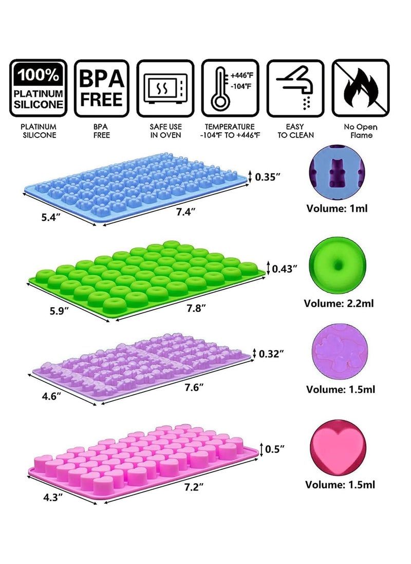 sokany 4 Pack Silicone Gummy Bear Candy Molds , Including Bear Shape and Mini Donut, Non-stick Silicone Candy Molds with 2 Droppers for Jelly, Candy, Chocolate (Multicolour)  - Image 2