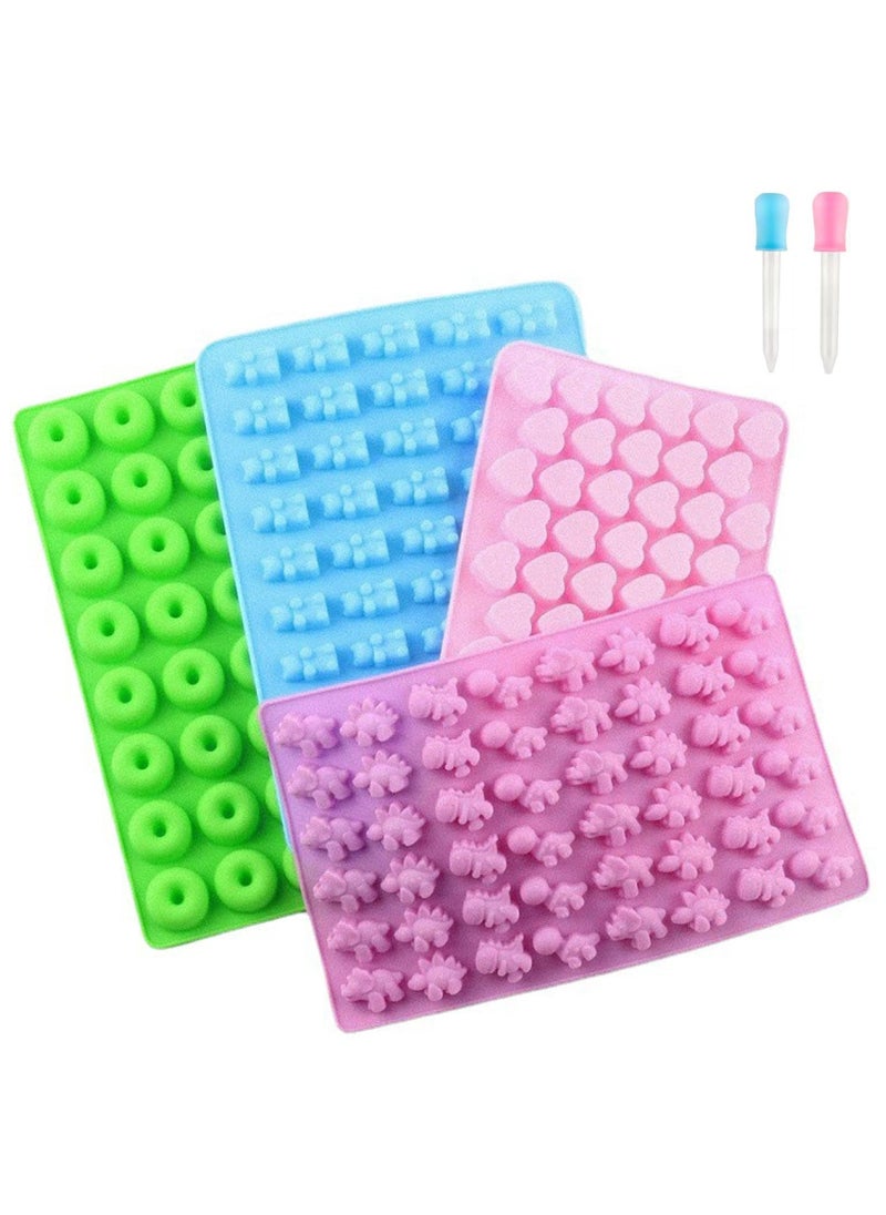 sokany 4 Pack Silicone Gummy Bear Candy Molds , Including Bear Shape and Mini Donut, Non-stick Silicone Candy Molds with 2 Droppers for Jelly, Candy, Chocolate (Multicolour)  - Image 1