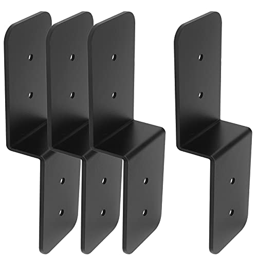eoere 4 PCS Pergola Brackets, Black Z Deck Joist Tie Post to Beam Connector, Width 3", Thickness 1/8" - Image 1