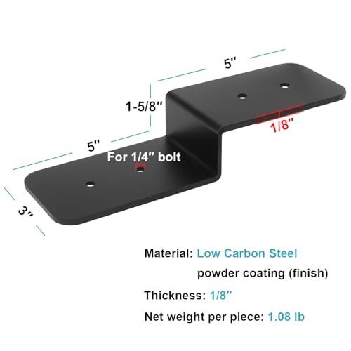 eoere 4 PCS Pergola Brackets, Black Z Deck Joist Tie Post to Beam Connector, Width 3", Thickness 1/8" - Image 2