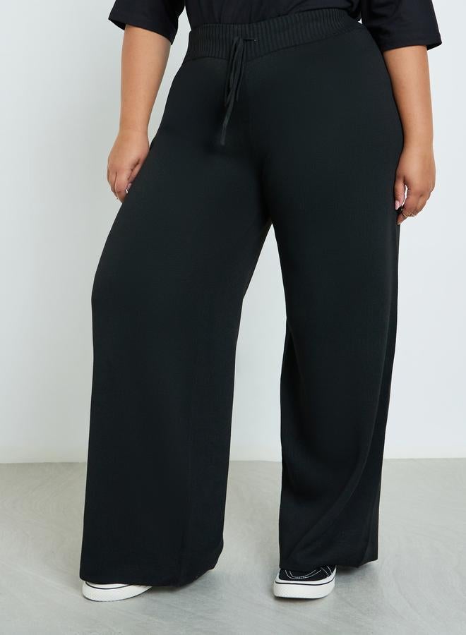 Styli Plus Size Flat Knit Wide Leg Trousers - Image 2