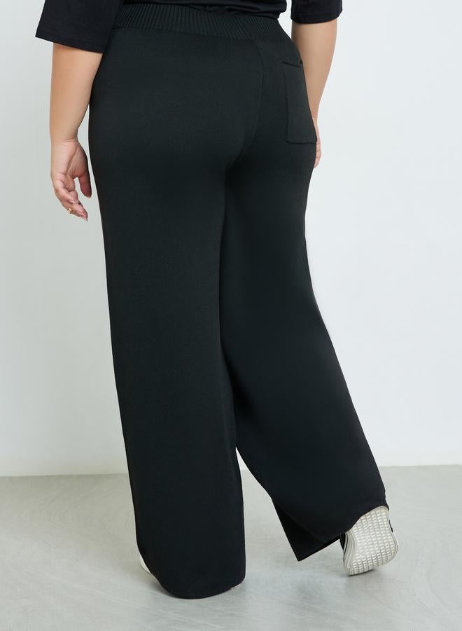 Styli Plus Size Flat Knit Wide Leg Trousers - Image 4