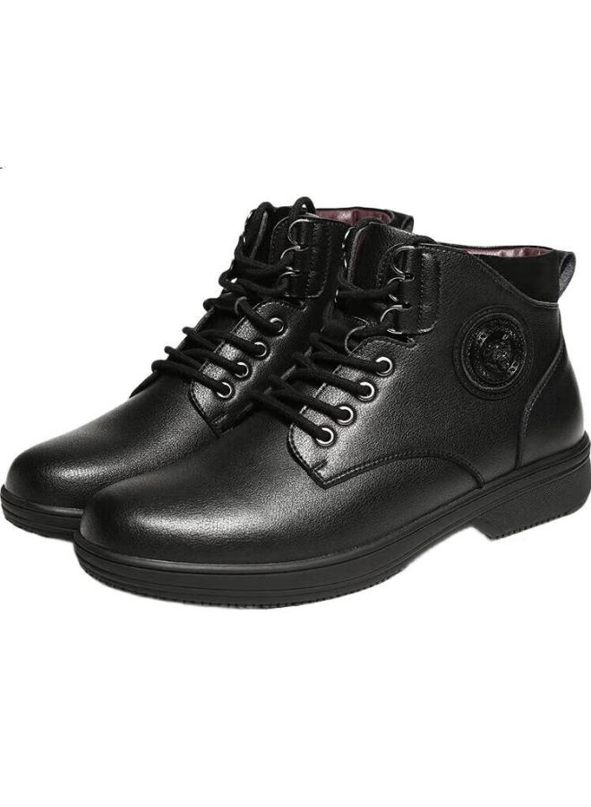 Kitchen King King Chef Men'S Non-Slip Waterproof Oil-Proof Black Mid-Top Kitchen Work Shoes Fashion Martin Boots C5006 Black 38 - Image 1