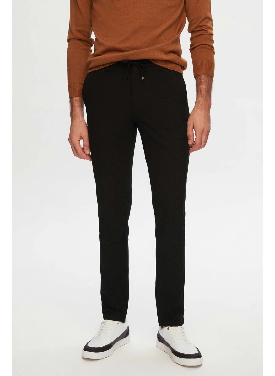 D'S DAMAT Slim Fit Black Elastic Waist Laced Zippered Lycra Comfortable Jogger Pants 2HC03ORTJGR01