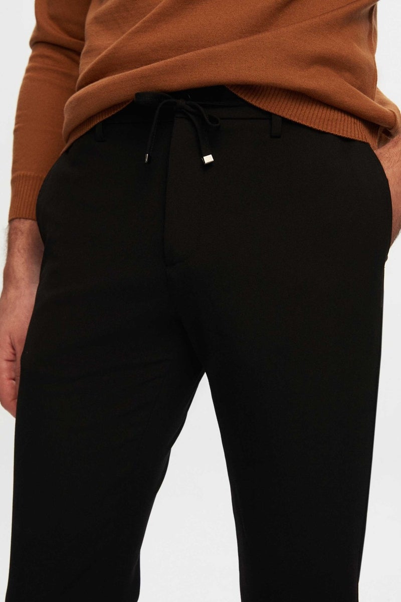 D'S DAMAT Slim Fit Black Elastic Waist Laced Zippered Lycra Comfortable Jogger Pants 2HC03ORTJGR01  - Image 2