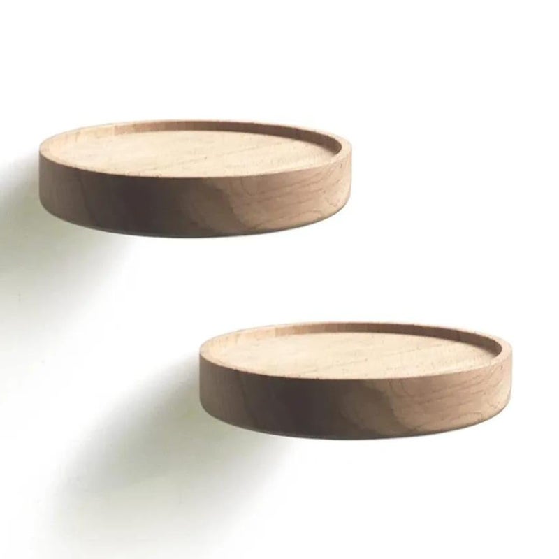 Crysellewoods 2 Floating Shelf Round Wall Mounted Showcase Hanging Planter Storage Wooden Shelf for Plants Photo Candle Soap Dish Invisible Wall Decoration Design Diameter 47 inch - Image 1