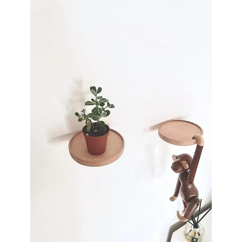Crysellewoods 2 Floating Shelf Round Wall Mounted Showcase Hanging Planter Storage Wooden Shelf for Plants Photo Candle Soap Dish Invisible Wall Decoration Design Diameter 47 inch - Image 2