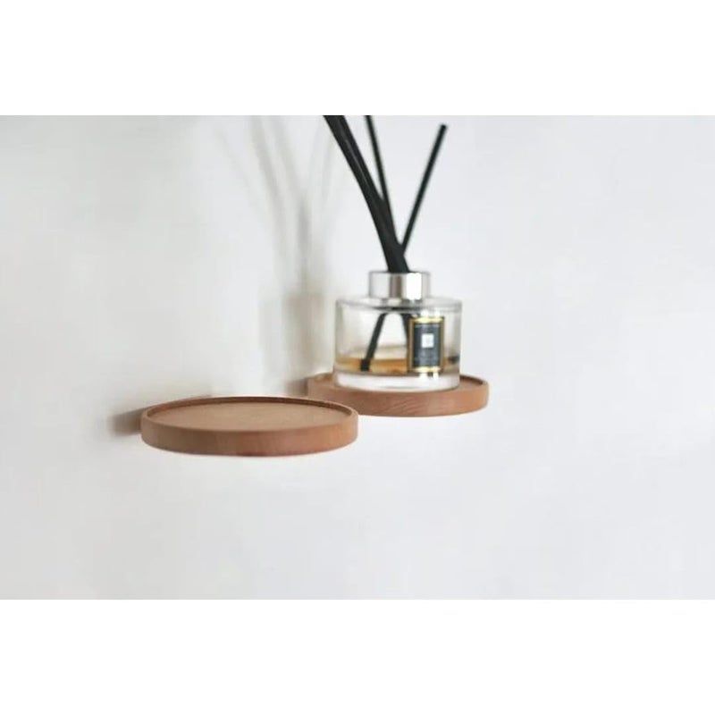 Crysellewoods 2 Floating Shelf Round Wall Mounted Showcase Hanging Planter Storage Wooden Shelf for Plants Photo Candle Soap Dish Invisible Wall Decoration Design Diameter 47 inch - Image 5