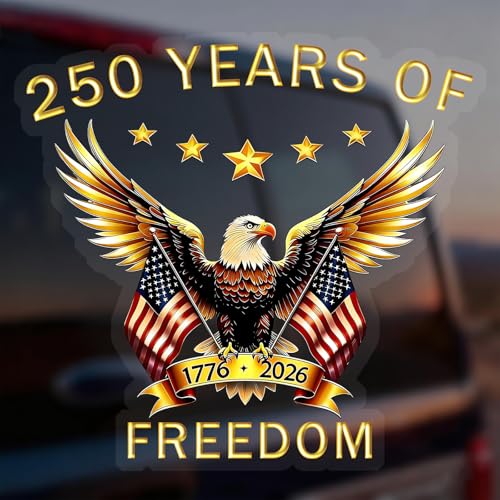 Vozekrod 250th Anniversary of America Merchandise Car Window Decal Sticker 2 Pack 17762026 Commemorative Bumper Stickers for Car Truck SUV Waterproof Vinyl Decals - Image 1