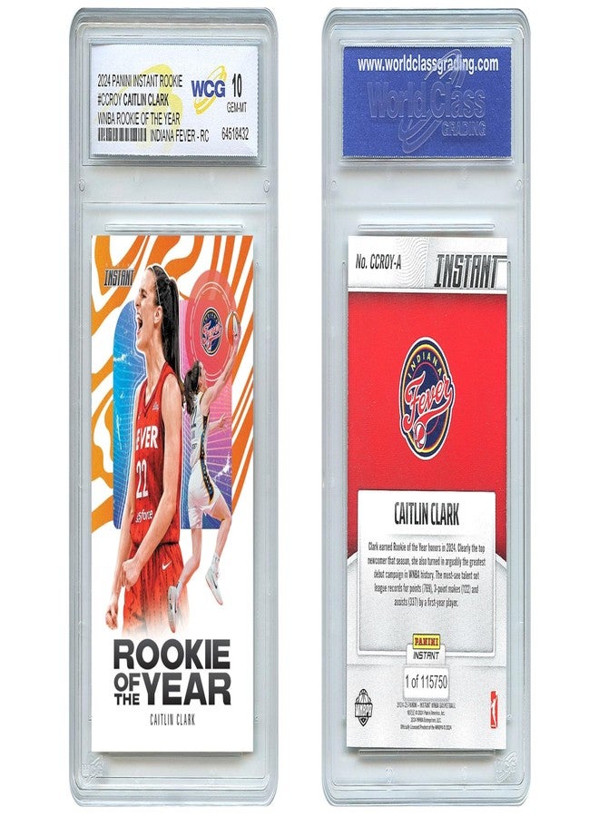 WCG 2024 Panini Officially Licensed Caitlin Clark Rookie of the Year Rookie Card RC #CCROY - Certified GEM Mint 10 - Image 1