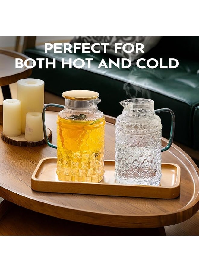 LENND Water Jug Glass Pitcher with Lid, 1.8L Water Glass for Cold Brew, Clear Borosilicate Glass Jug with Handle for Fridge, Jug for Iced Tea, Coffee, Borosilicate Glass Carafe for Hot/Cold - Image 4