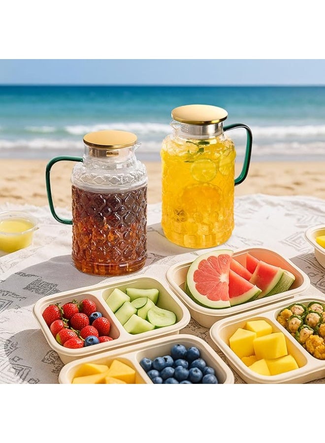 LENND Water Jug Glass Pitcher with Lid, 1.8L Water Glass for Cold Brew, Clear Borosilicate Glass Jug with Handle for Fridge, Jug for Iced Tea, Coffee, Borosilicate Glass Carafe for Hot/Cold - Image 2