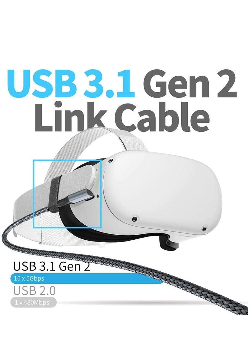 KASTWAVE Extra Long Link Cable 16ft for Oculus Quest 2/ Quest VR Headset and Gaming PC, USB C to USB C Fast Charging Charger Cord Compatible with Samsung Galaxy S22 S21 S20 Plus Ultra Note 20 (Grey) - Image 4