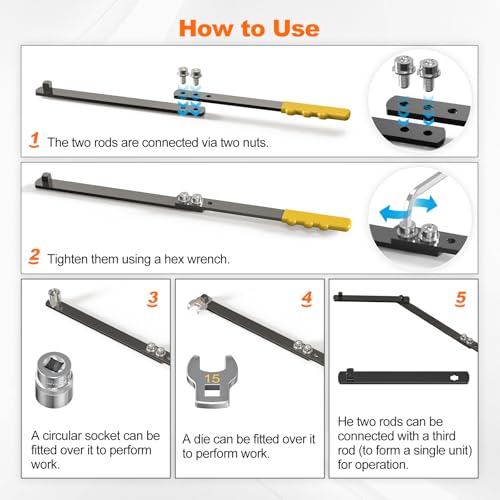 Buhobha 11PCS Universal Serpentine Belt Tool Kit, 3 Sockets (15,16,18mm) & 3 Die Wrench (13,14,15mm), Tensioner Wrench & Belt Removal Tool for Auto Repair, Maintenance & Pulley Release - Image 5