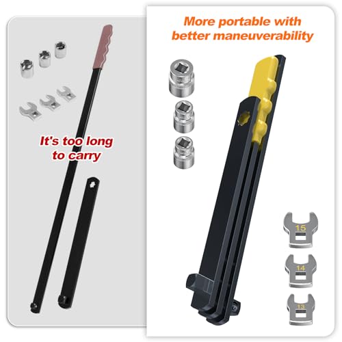 Buhobha 11PCS Universal Serpentine Belt Tool Kit, 3 Sockets (15,16,18mm) & 3 Die Wrench (13,14,15mm), Tensioner Wrench & Belt Removal Tool for Auto Repair, Maintenance & Pulley Release - Image 4