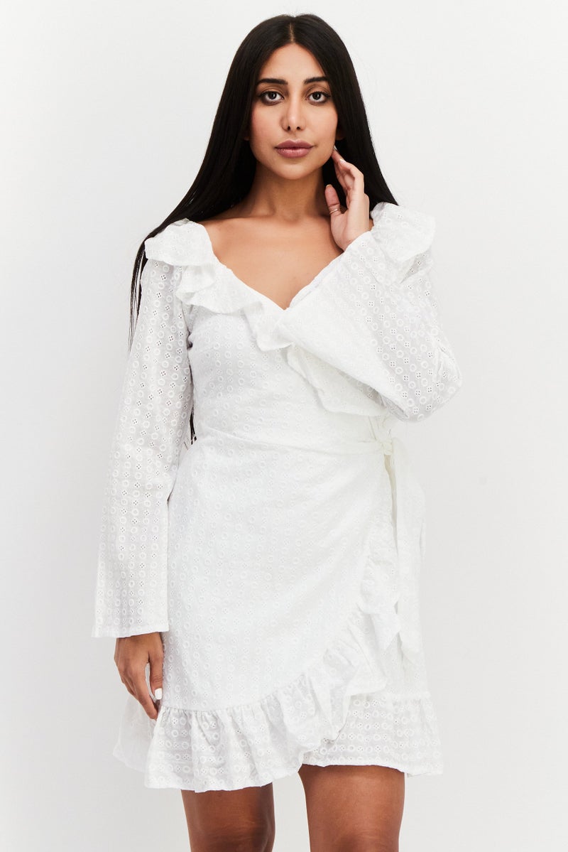 In the style Women Embroidered Mini Dress, White - Image 1