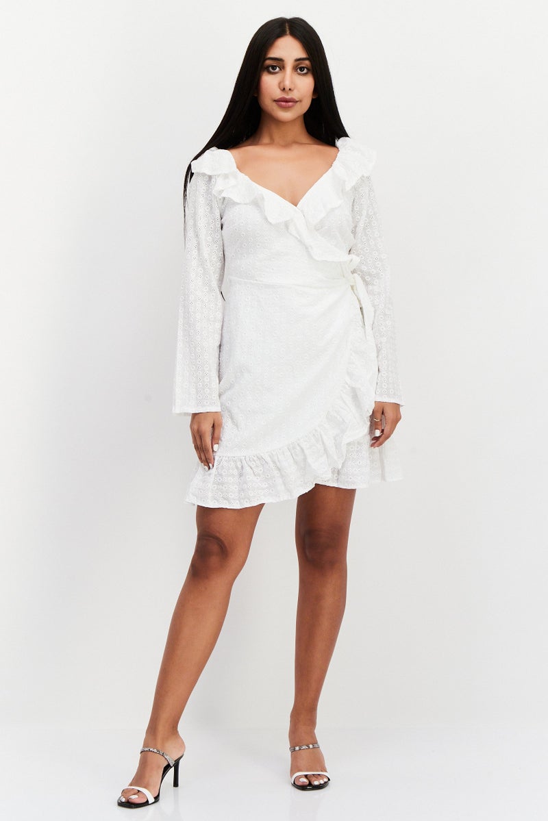 In the style Women Embroidered Mini Dress, White - Image 2