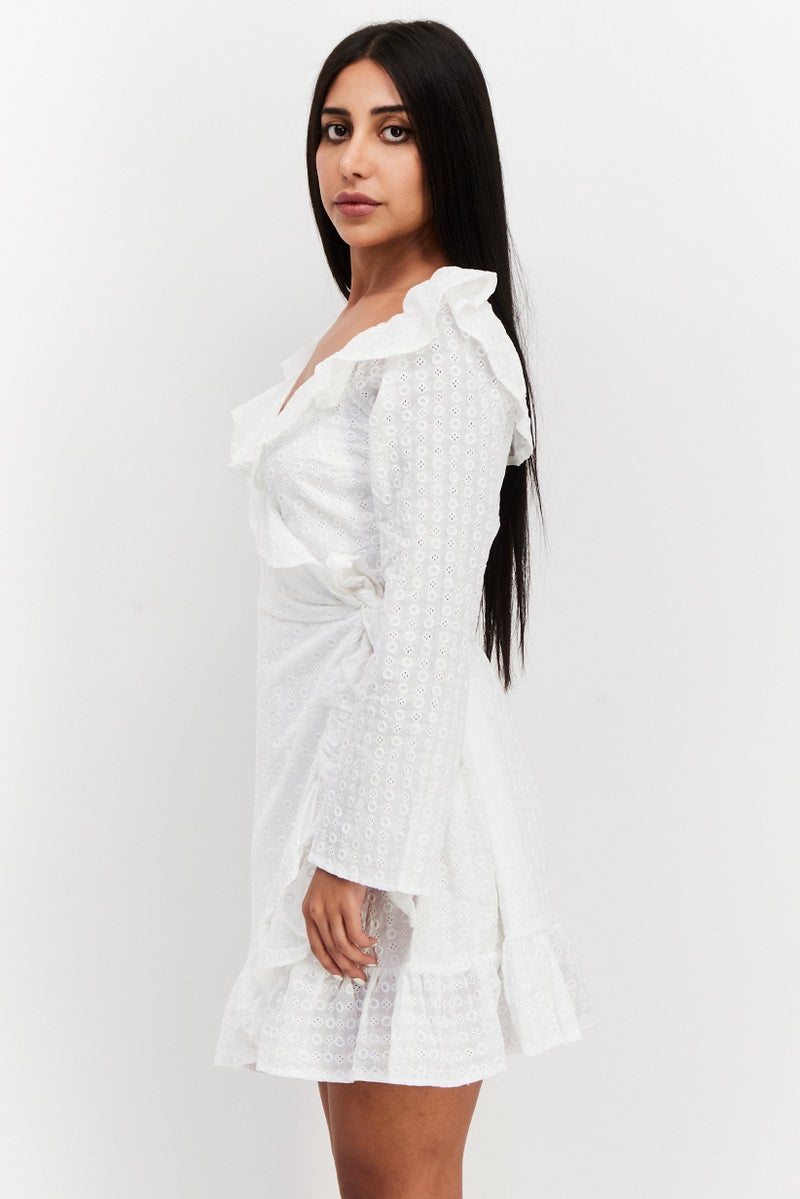 In the style Women Embroidered Mini Dress, White - Image 4