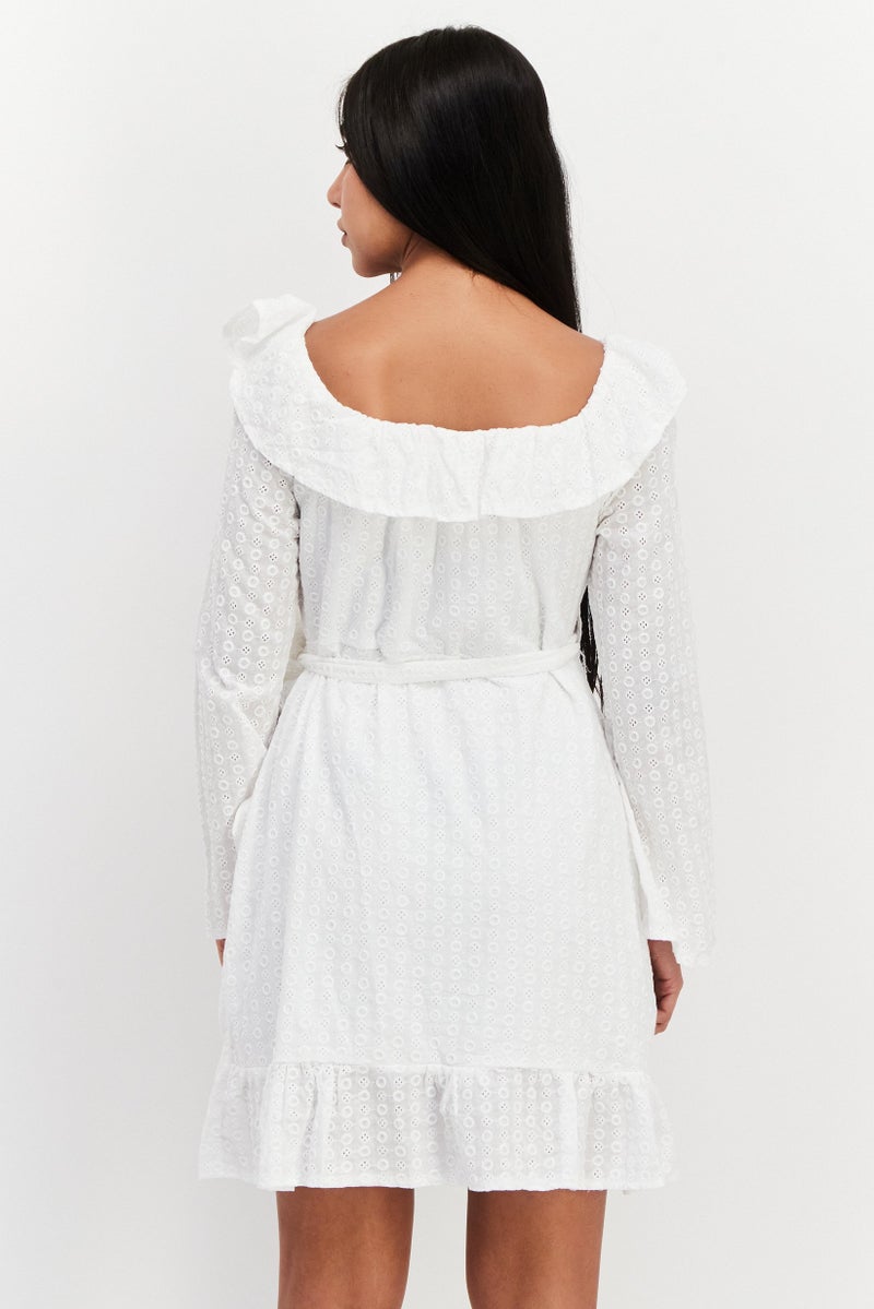 In the style Women Embroidered Mini Dress, White - Image 3