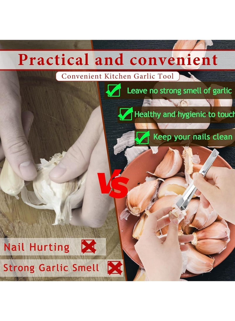 Oasisgalore 3-Piece Stainless Steel Garlic Peeler– Easy and Quick Garlic Skin Remover Tongs for Kitchen Use - Image 2