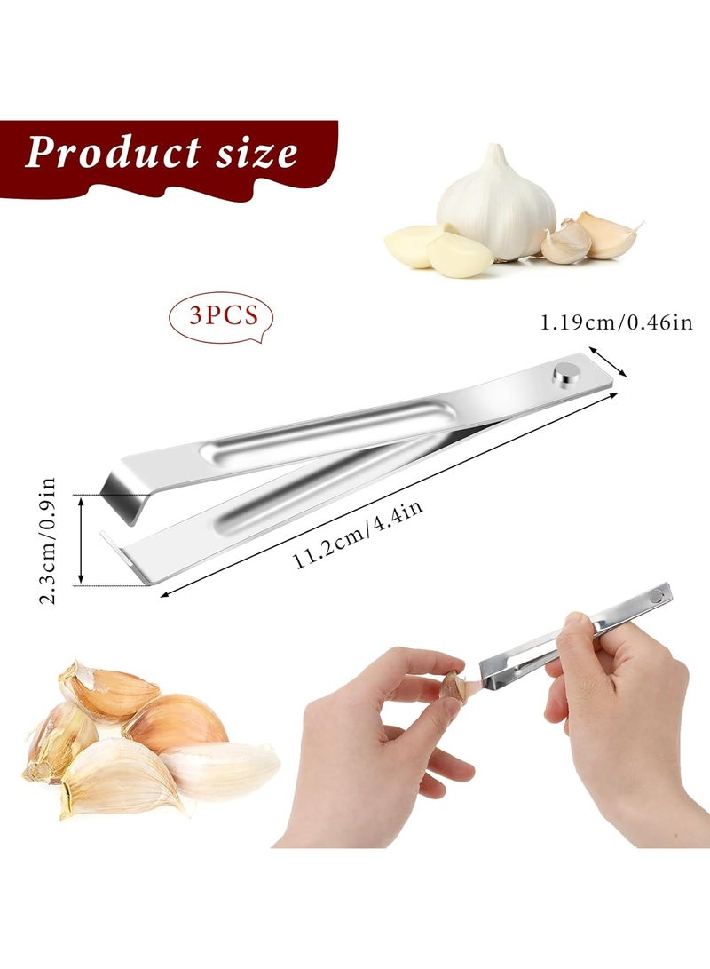 Oasisgalore 3-Piece Stainless Steel Garlic Peeler– Easy and Quick Garlic Skin Remover Tongs for Kitchen Use - Image 4