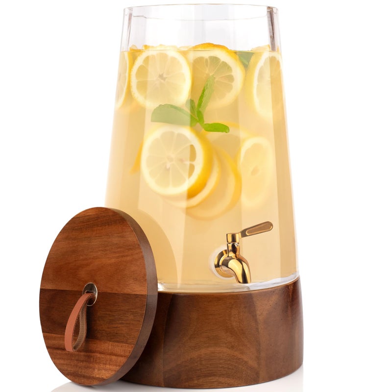 FOODLE Large Glass Drink Dispenser with Spigot Glass Beverage Dispenser with Stand Perfect for Parties Weddings Pitcher for Lemonade Water Sangria Punch Juice Leakproof 172 Gallon - Image 2