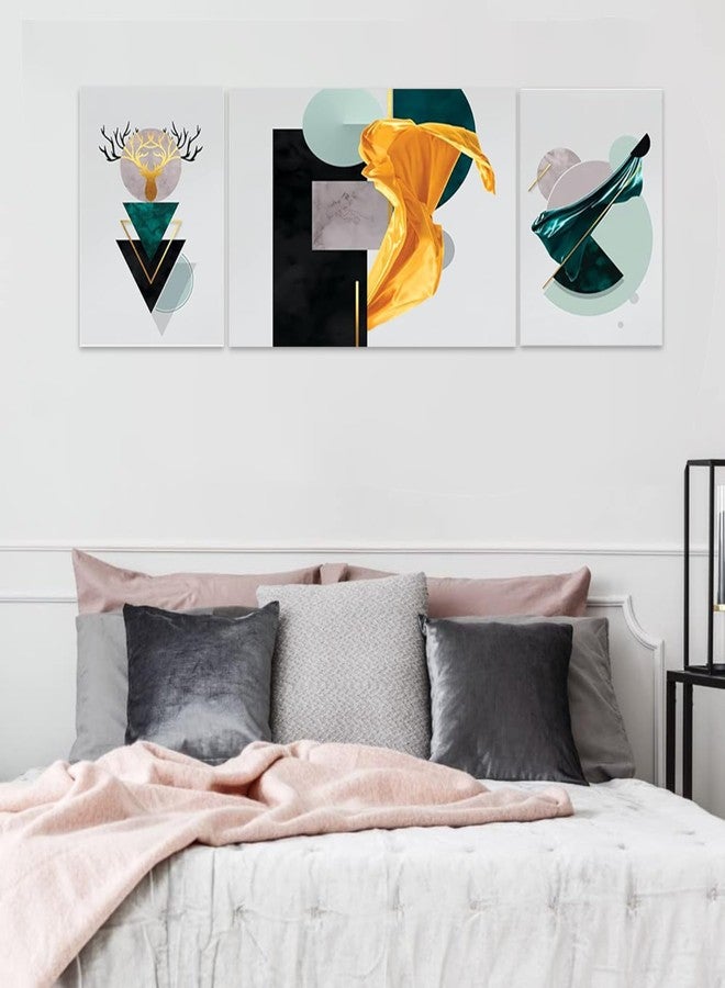 Masstone Abstract Art Paintings for Living Room | Painting for Wall Decoration (91x30 CM) | Wall Painting for Bedroom Set of 3 | MDF Framed Self Adhesive | Modern Nature Art Wall D�cor - Image 3