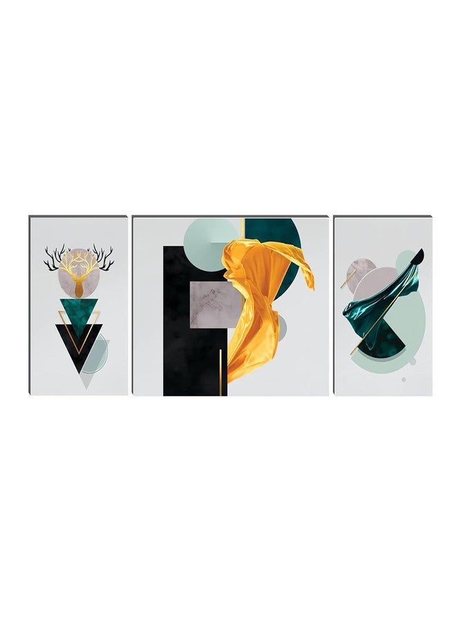 Masstone Abstract Art Paintings for Living Room | Painting for Wall Decoration (91x30 CM) | Wall Painting for Bedroom Set of 3 | MDF Framed Self Adhesive | Modern Nature Art Wall D�cor - Image 1