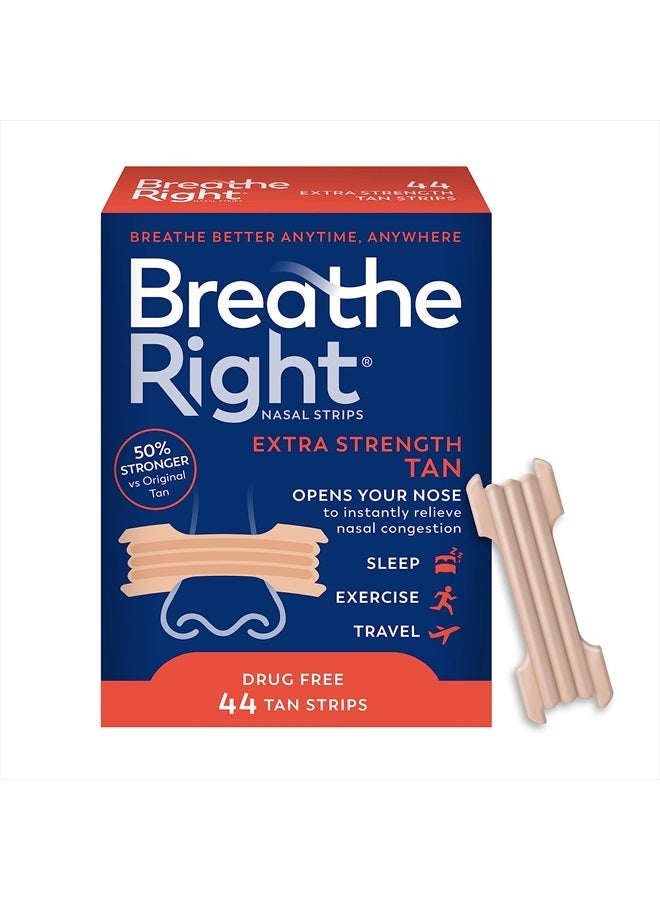 Breathe Right Nasal Strips Extra Strength Drug-free Snoring Solution And Instant Nasal Congestion Relief 44ct Packaging My Vary - Image 1