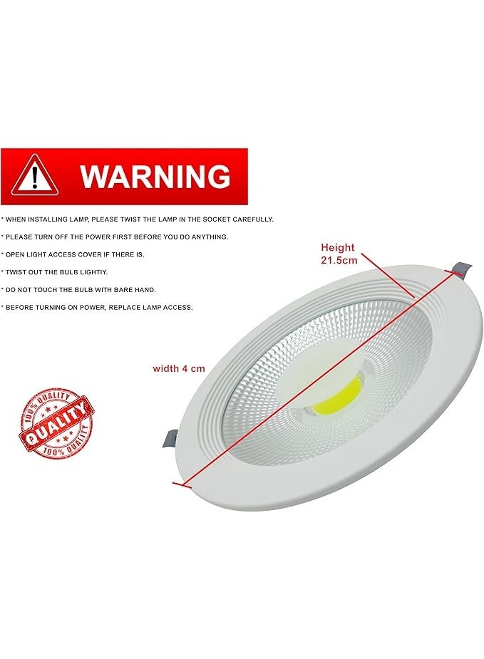 LED COB Downlight | 30W | WH | MAX Energy Saving power - 220x55mm Size, Recessed Ceiling Light Fixture – Energy Efficient, Sindex | Pure white - Image 5