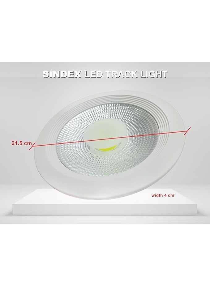 LED COB Downlight | 30W | WH | MAX Energy Saving power - 220x55mm Size, Recessed Ceiling Light Fixture – Energy Efficient, Sindex | Pure white - Image 3