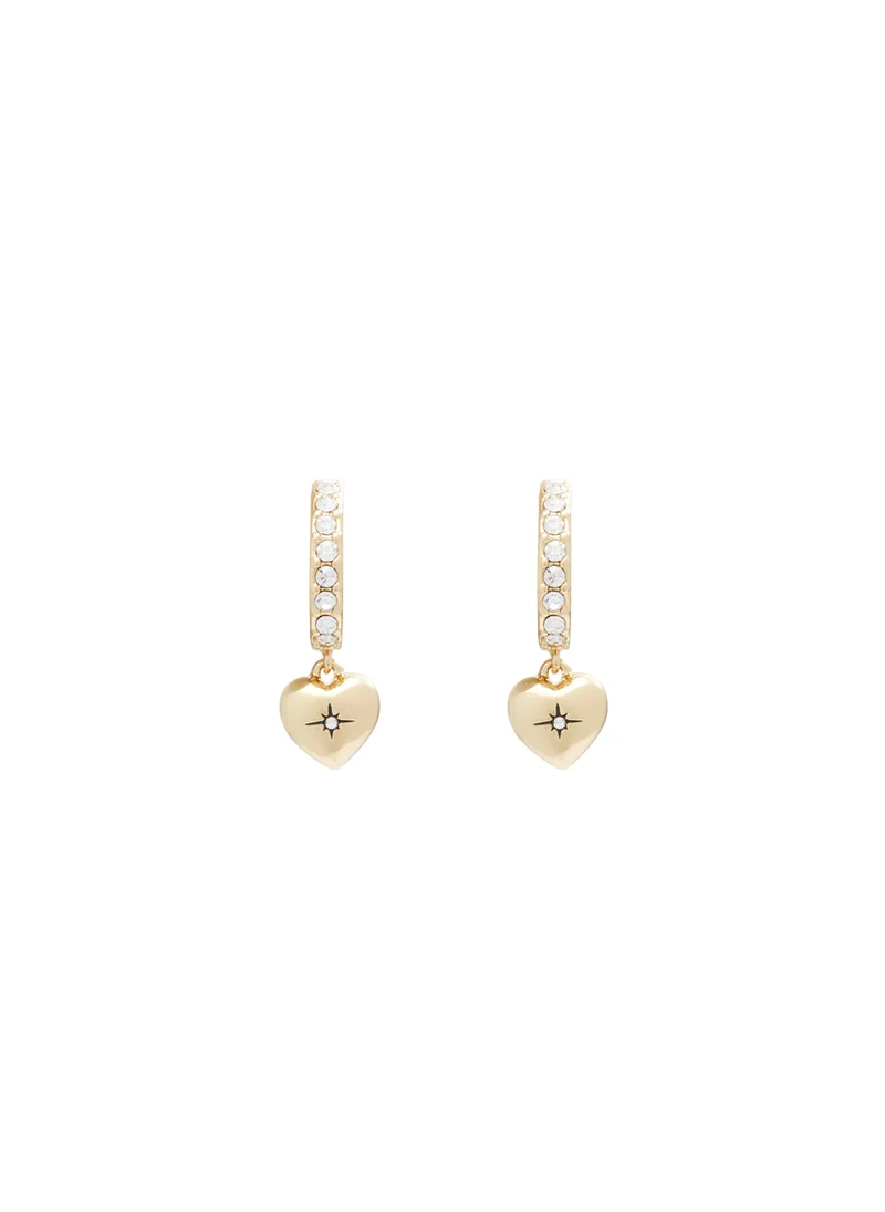 COACH Heart Pave Huggie Earrings