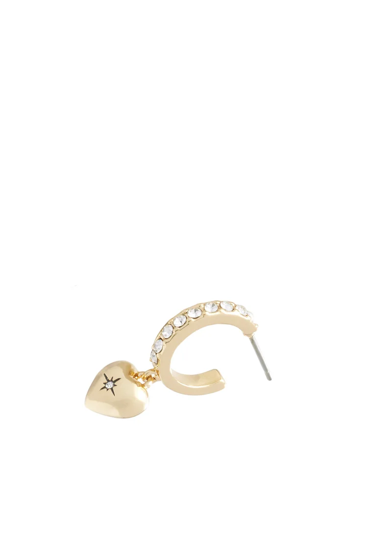 COACH Heart Pave Huggie Earrings