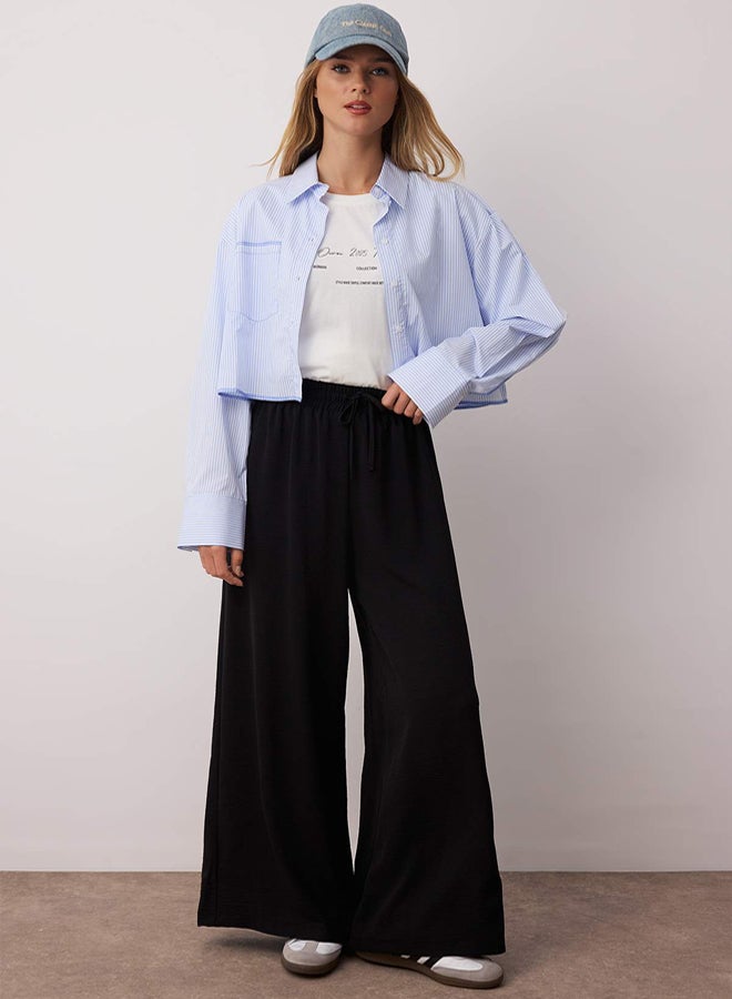 trendyol Black Wide Leg Woven Trousers - Image 1