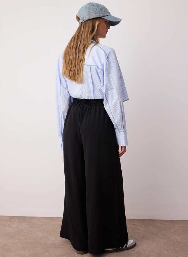 trendyol Black Wide Leg Woven Trousers - Image 4