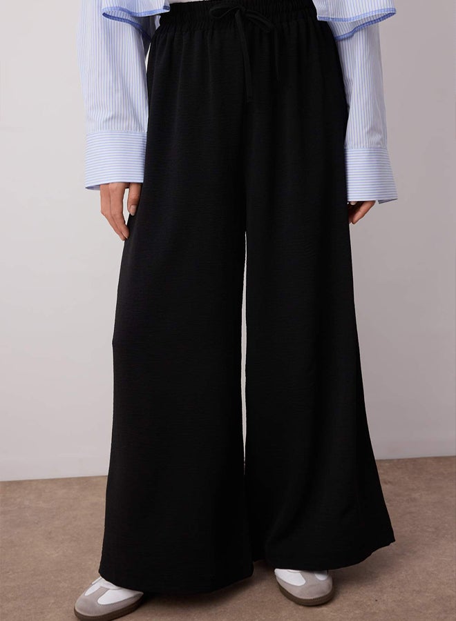trendyol Black Wide Leg Woven Trousers - Image 3