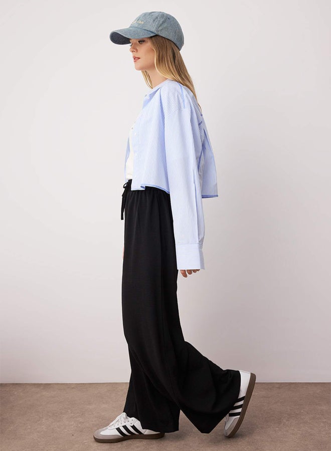 trendyol Black Wide Leg Woven Trousers - Image 2