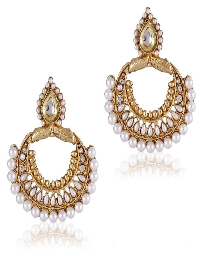 Shining Diva Antique Kundan Pearl Traditional Jewellery Fancy Jhumka Earrings for Girls and Women - Image 1