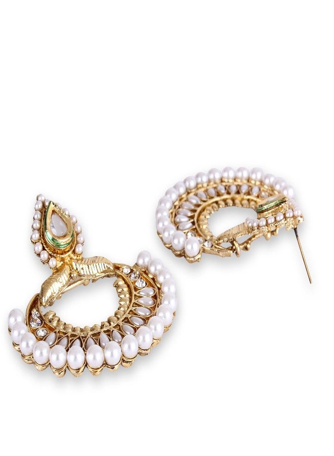 Shining Diva Antique Kundan Pearl Traditional Jewellery Fancy Jhumka Earrings for Girls and Women - Image 3