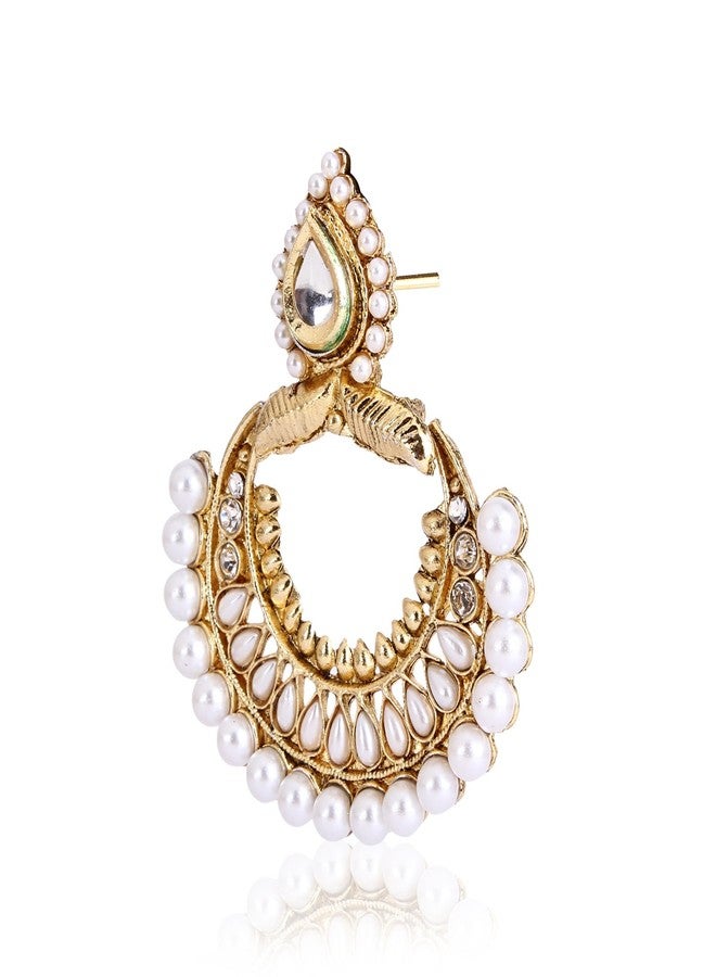 Shining Diva Antique Kundan Pearl Traditional Jewellery Fancy Jhumka Earrings for Girls and Women - Image 2