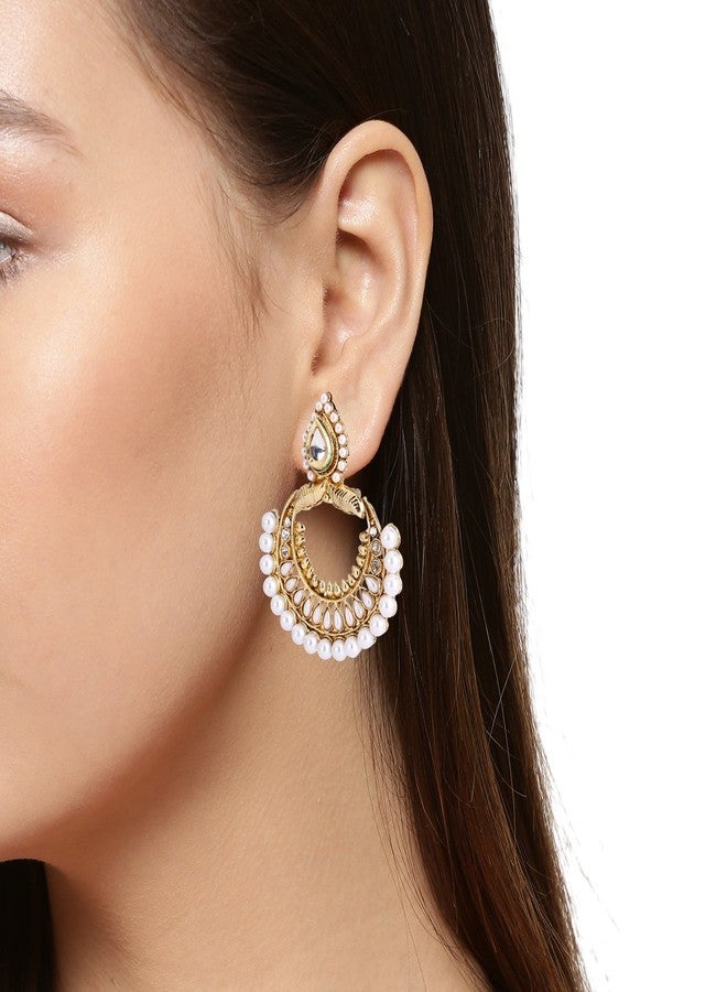 Shining Diva Antique Kundan Pearl Traditional Jewellery Fancy Jhumka Earrings for Girls and Women - Image 4