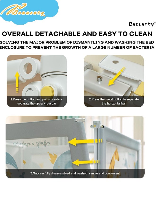 Beauenty Bed Rail for Toddlers,Foldable&Height Adjustable Baby Safety Bed Protector Fence,One Side Bed Side Rails for Baby Toddlers Safety,2 Minutes Quick Assembly for Single bed,Twin Size Bed - Image 2