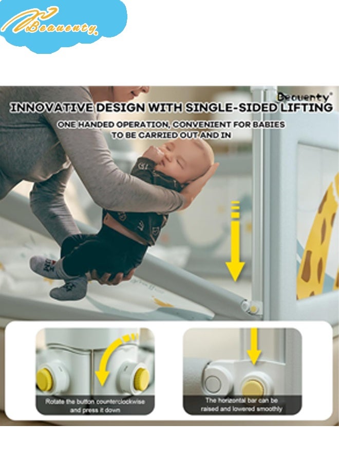 Beauenty Bed Rail for Toddlers,Foldable&Height Adjustable Baby Safety Bed Protector Fence,One Side Bed Side Rails for Baby Toddlers Safety,2 Minutes Quick Assembly for Single bed,Twin Size Bed - Image 3