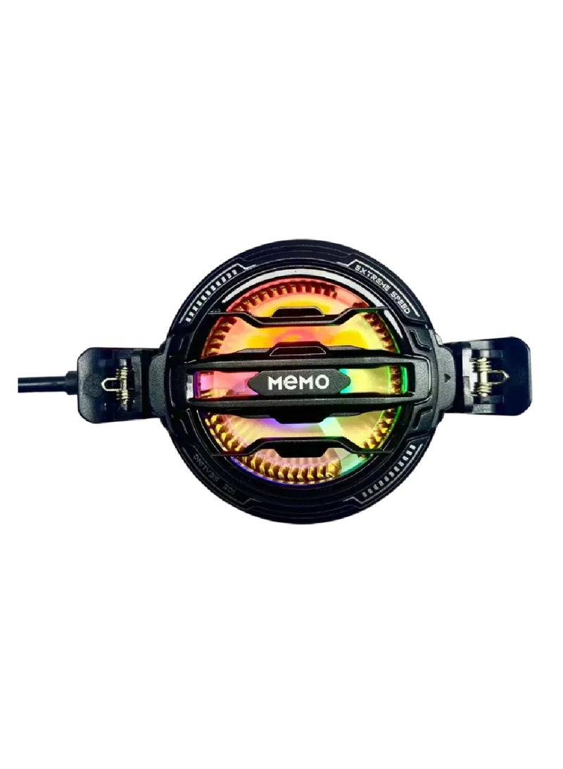 MEMO CX07 Mobile Phone Cooling Fan Game Phone Cooler Back-Clip Mobile Phone Radiator Radiator RGB lIGHTS Lights Adjustable Portable Heatsink Semiconductor Mobile Phone Refrigerator Cooler Radiator - Image 1