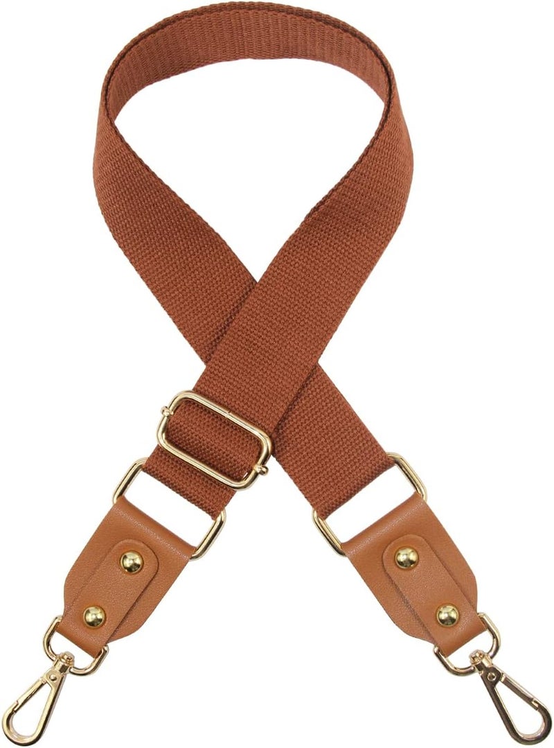 Duwi Wide Handbag&Purse Strap Jacquard Woven Guitar Style Multicolor Replacement Strap Canvas Adjustable Crossbody Bag Strap, Brown，solid Color, 35.5"~ 53.5" (L) x 2" - Image 1