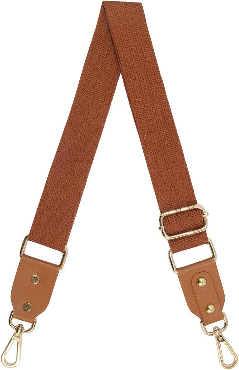 Duwi Wide Handbag&Purse Strap Jacquard Woven Guitar Style Multicolor Replacement Strap Canvas Adjustable Crossbody Bag Strap, Brown，solid Color, 35.5"~ 53.5" (L) x 2" - Image 2
